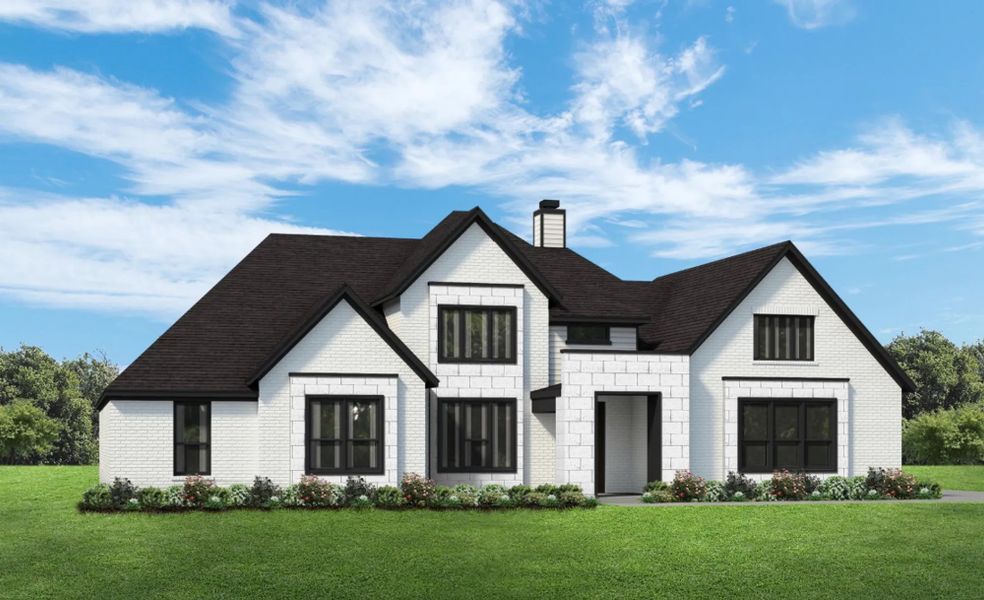 Representative exterior photo of a completed home built from the The Aubrey by Elmwood Custom Homes in Matthews Farm, Venus, TX (Image 11). Representative exterior photo of a completed home built from the The Aubrey by Elmwood Custom Homes in Matthews Farm, Venus, TX (Image 11).