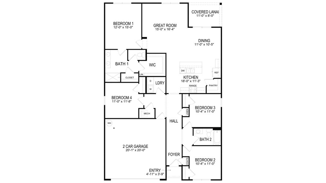 2D floor plan layout for the Cali by D.R. Horton in Tara Esmeralda, Gainesville, FL (Image 3).