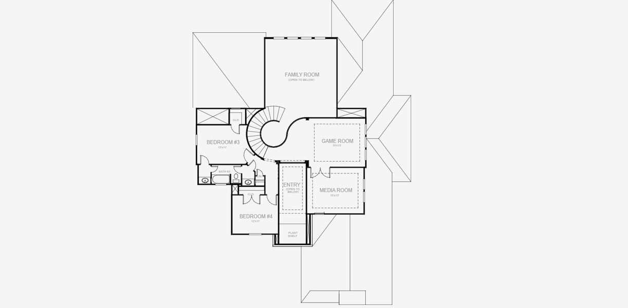 2D floor plan layout for the 3786A by Perry Homes in Bristol Valley, Rockwall, TX (Image 4).
