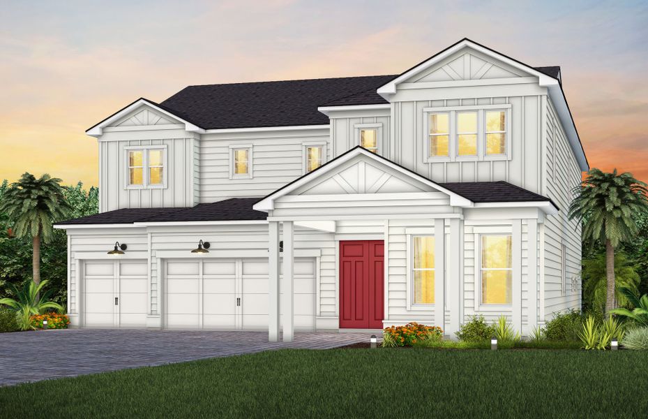 Representative exterior photo of a completed home built from the Roseland by Pulte Homes in The Landings at Saint Johns, St. Johns, FL (Image 30). Representative exterior photo of a completed home built from the Roseland by Pulte Homes in The Landings at Saint Johns, St. Johns, FL (Image 30).