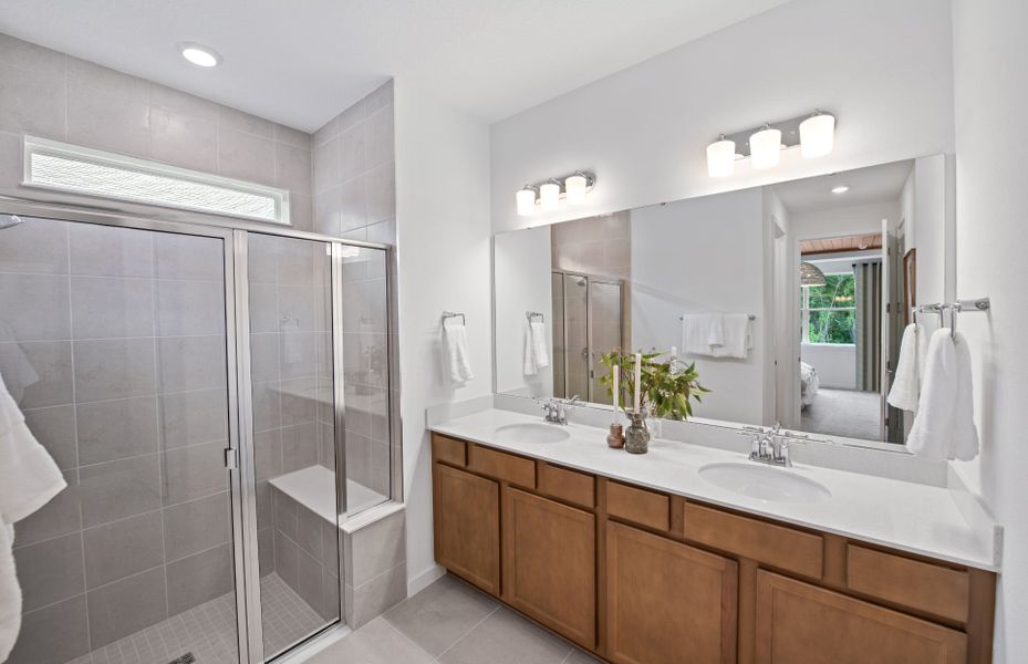 Owner's Bath with Dual Sinks and Walk-In Shower