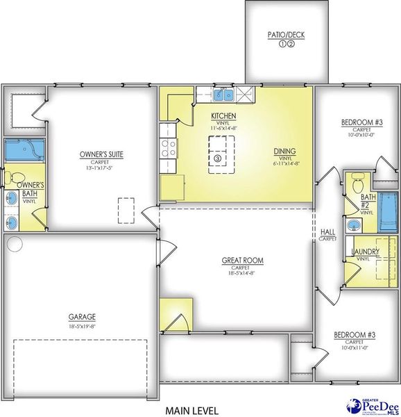 2D floor plan layout of this home in Spring Haven, Florence, SC (Image 2). 2D floor plan layout of this home in Spring Haven, Florence, SC (Image 2).