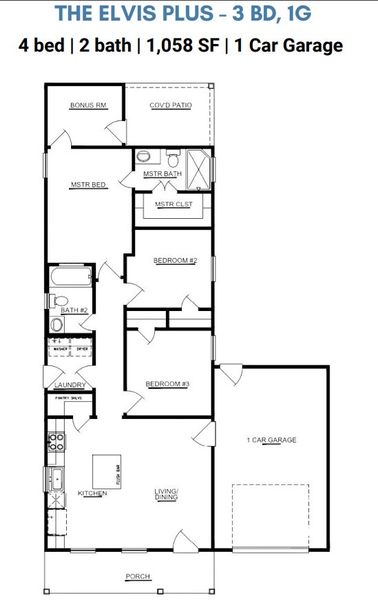 2D floor plan layout for the The Elvis by ICONIQ Homes in Arrowhead Lakes, Willis, TX (Image 4). 2D floor plan layout for the The Elvis by ICONIQ Homes in Arrowhead Lakes, Willis, TX (Image 4).