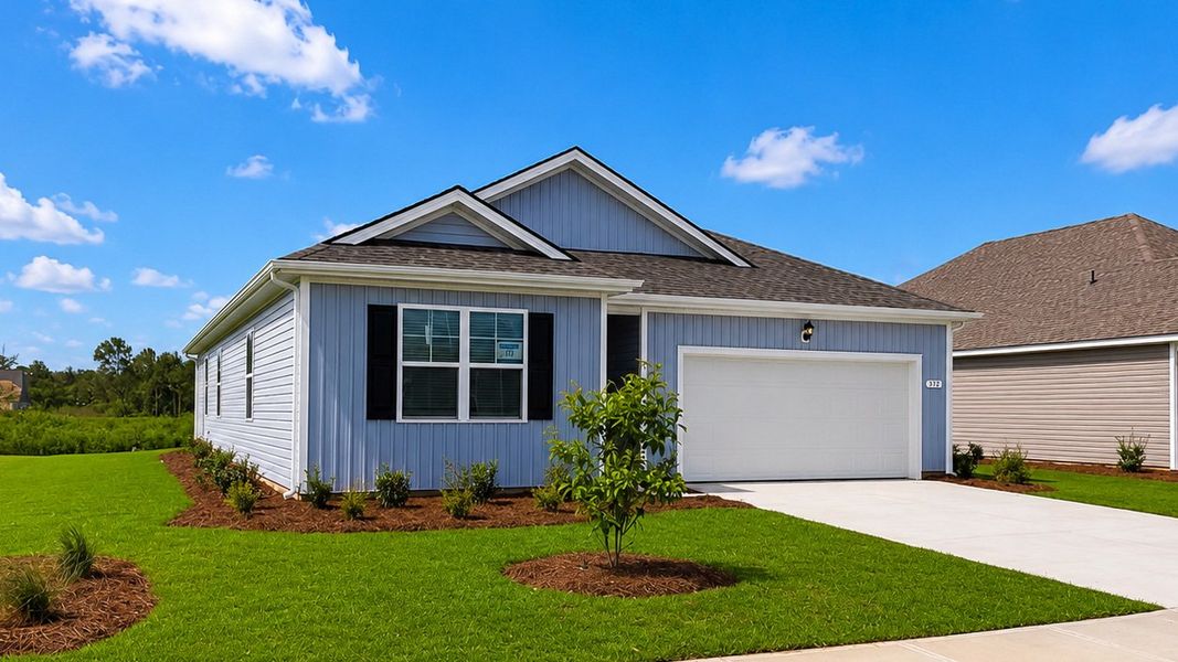 Front exterior of a new home in Evington Place, Longs, SC, highlighting curb appeal (Image 5).