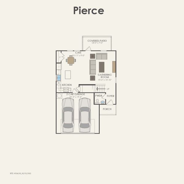 2D floor plan layout for the Pierce by Centex in Arboretum Estates, Terrell, TX (Image 3).