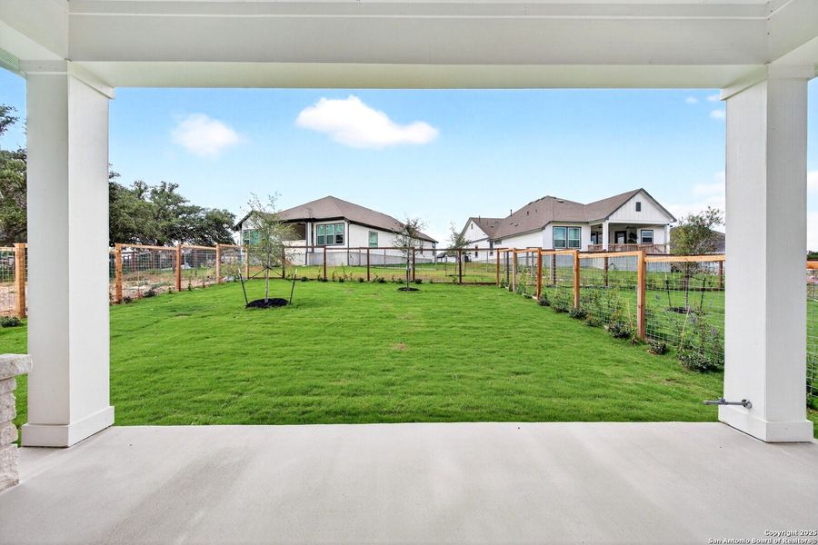 Exterior details and patio area of a home in The Crossvine 45’, Schertz (Image 21).