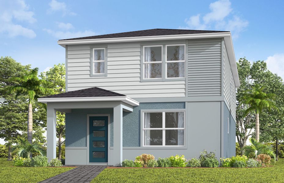 Representative exterior photo of a completed home built from the Haddock by Pulte Homes in Lakehaven Estates, Clermont, FL (Image 12). Representative exterior photo of a completed home built from the Haddock by Pulte Homes in Lakehaven Estates, Clermont, FL (Image 12).