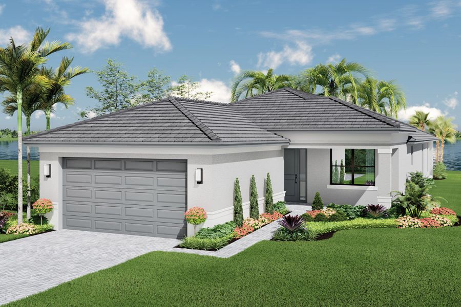 Representative exterior photo of a completed home built from the Monacello by GL Homes in Valencia Parc at Riverland, Port St. Lucie, FL (Image 2).