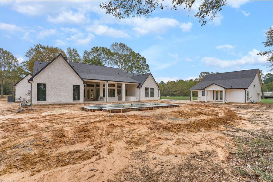 Expansive 1.5 acre backyard setting features a wide covered porch, soaring windows, and a spacious pool —separate Casita with 438 sqft, this beautiful home offers endless potential for outdoor living and luxury entertaining.”