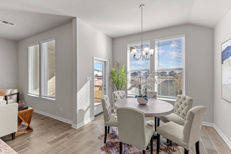 Representative furnished interior of a home built from the Sierra by Beazer Homes in Saddle Creek Ranch, Cibolo (Image 6). Representative furnished interior of a home built from the Sierra by Beazer Homes in Saddle Creek Ranch, Cibolo (Image 6).