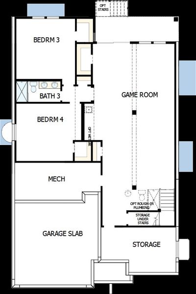 2D floor plan layout of this home in Cloverleaf – Mountainview Collection, Monument, CO (Image 3).