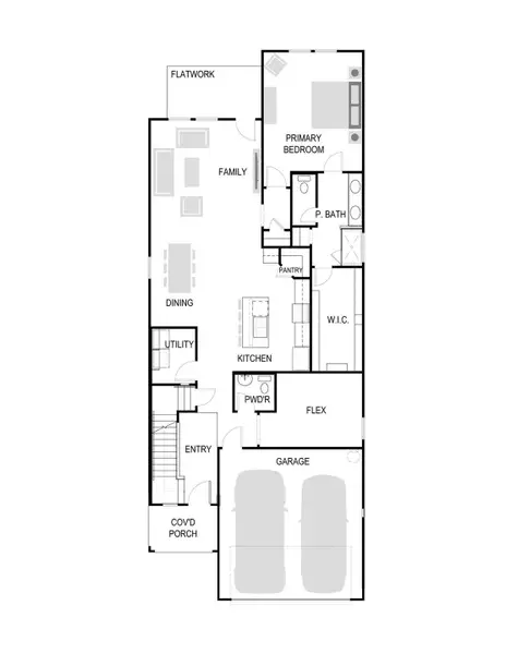 2D floor plan layout of this home in Trinity Ranch, Elgin, TX (Image 5).