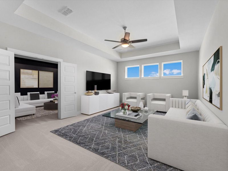 Furnished interior view inside a new home in The Estates at James Lane, Fulshear (Image 9). Furnished interior view inside a new home in The Estates at James Lane, Fulshear (Image 9).