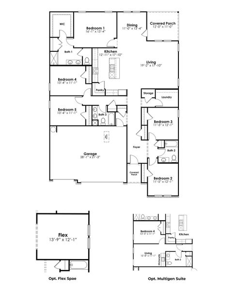 2D floor plan layout for the Covington by D.R. Horton in Eden Springs, Longs, SC (Image 3).
