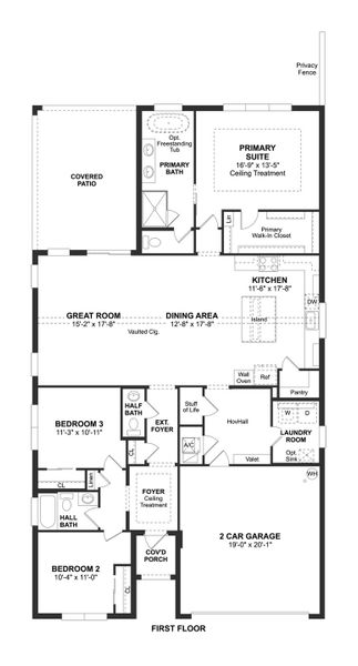 2D floor plan layout for the Tucson by K. Hovnanian® Homes in Parkside at Tuttle Royale, Royal Palm Beach, FL (Image 3).