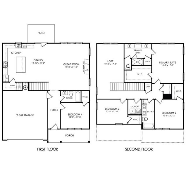 2D floor plan layout of this home in Sycamore Grove, Murfreesboro, TN (Image 2).