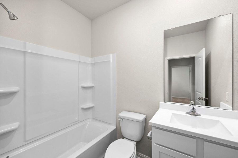 The secondary bathroom is conveniently located centrally in the home. The secondary bathroom is conveniently located centrally in the home.