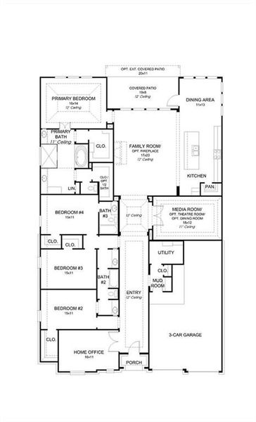 2D floor plan layout of this home in Trinity Falls 60', McKinney, TX (Image 3).