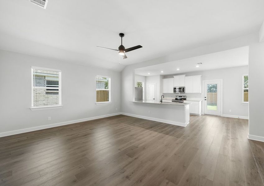 The family room of the Reed is spacious and has room for plenty of furniture. The family room of the Reed is spacious and has room for plenty of furniture.