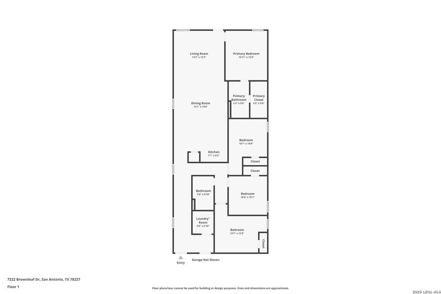 2D floor plan layout of this home in Torian Village, San Antonio, TX (Image 2).