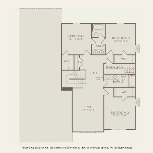 2D floor plan layout for the Fieldcrest by Pulte Homes in Reunion, Flowery Branch, GA (Image 4). 2D floor plan layout for the Fieldcrest by Pulte Homes in Reunion, Flowery Branch, GA (Image 4).