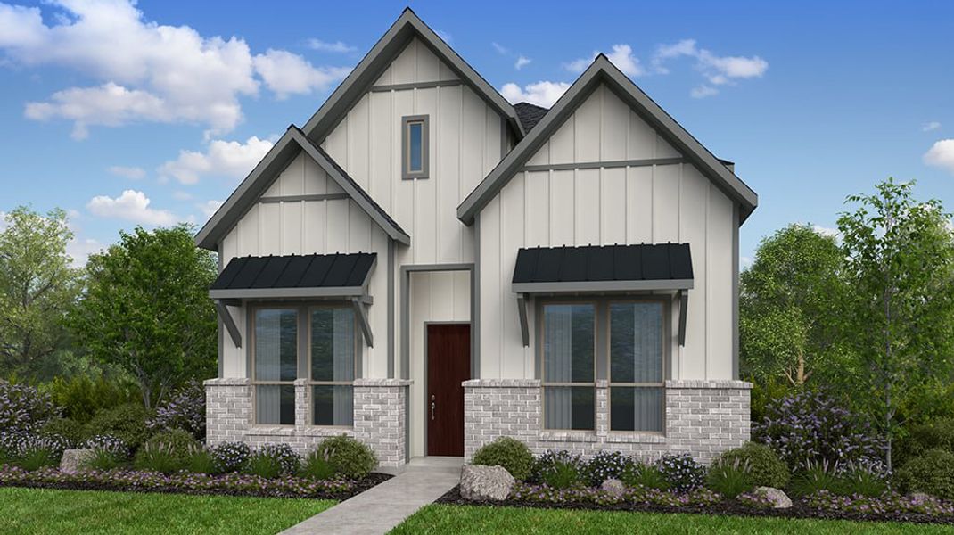 Front exterior of a new home in The Ranch at Uptown Celina 40s, Celina, TX, highlighting curb appeal (Image 1).