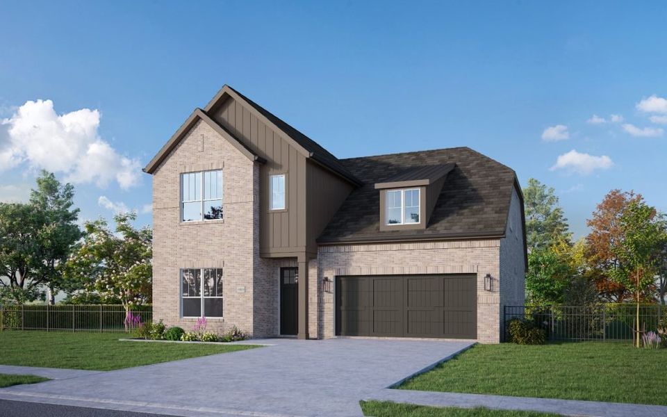 Representative exterior photo of a completed home built from the The Montego by Stonefield Homes in The Highlands, Rockwall, TX (Image 15).