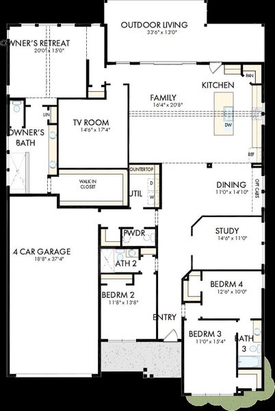 2D floor plan layout of this home in Harvest Green - Parkview Collection, Richmond, TX (Image 2). 2D floor plan layout of this home in Harvest Green - Parkview Collection, Richmond, TX (Image 2).