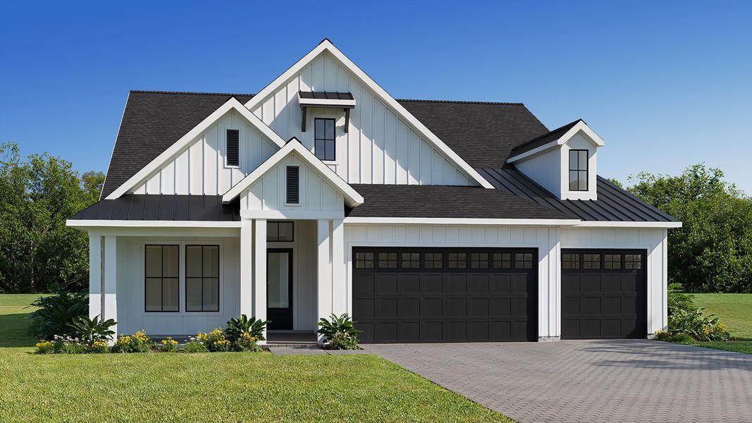 Representative exterior photo of a completed home built from the 2659MC by MasterCraft Builder Group in Madeira, St. Augustine, FL (Image 4). Representative exterior photo of a completed home built from the 2659MC by MasterCraft Builder Group in Madeira, St. Augustine, FL (Image 4).