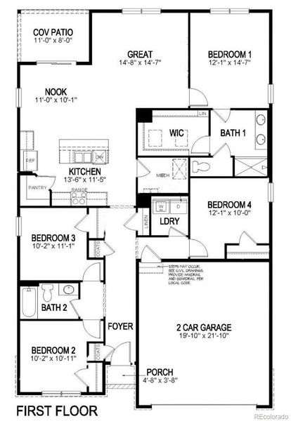 2D floor plan layout of this home in Trails at Crowfoot, Parker, CO (Image 3).