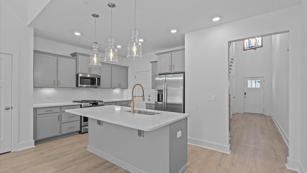 Elegant kitchen with modern finishes in this first-class townhome at Silo Ridge near Downtown Anderson, SC