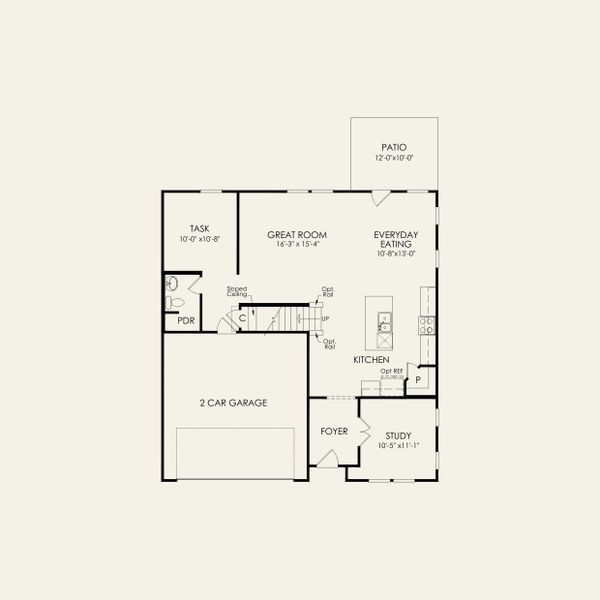 2D floor plan layout for the Hampton by Pulte Homes in Parkside Crossing, Charlotte, NC (Image 4).