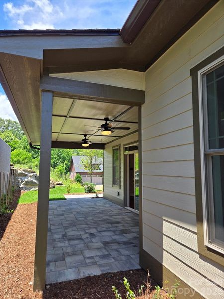 Covered Back Patio with Brick Pavers Covered Back Patio with Brick Pavers
