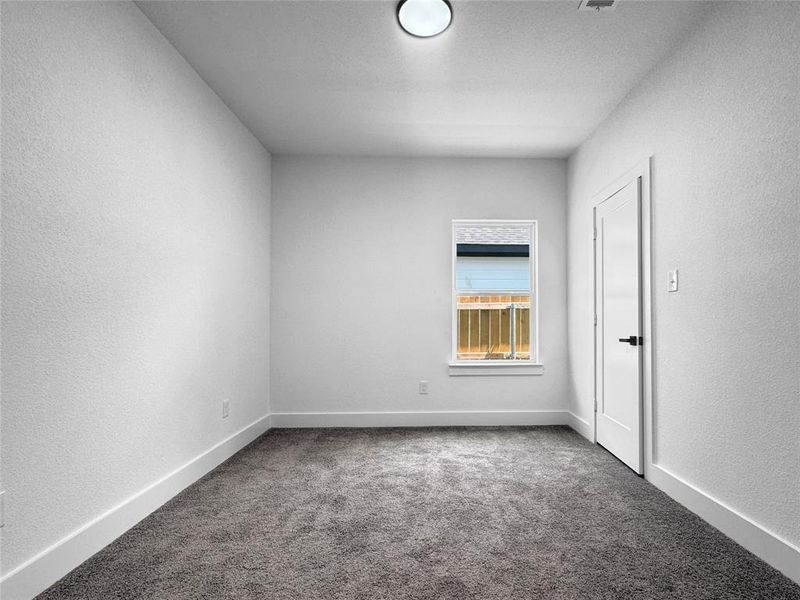 Empty room with a textured wall and carpet