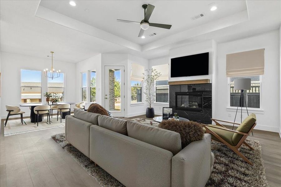 Living room with virtual staging