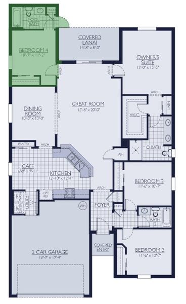 2D floor plan layout for the Sweetwater by William Ryan Homes in The Sanctuary – Resort Collection, Punta Gorda, FL (Image 6). 2D floor plan layout for the Sweetwater by William Ryan Homes in The Sanctuary – Resort Collection, Punta Gorda, FL (Image 6).