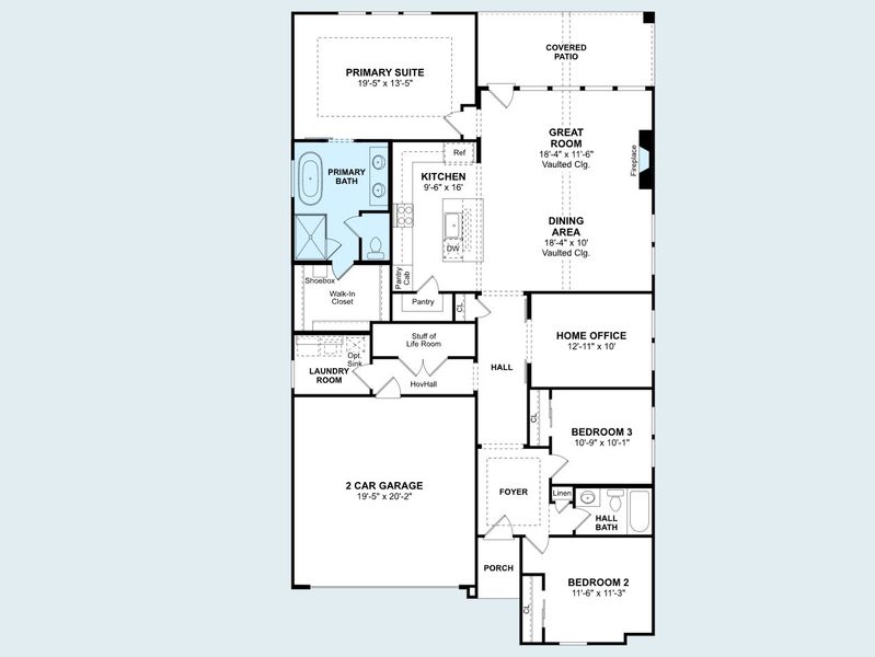 2D floor plan layout of this home in Heritage Ranch, Sherman, TX (Image 4).