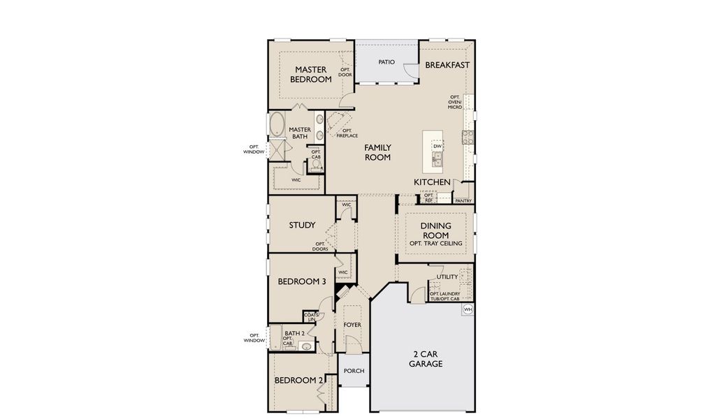 2D floor plan layout for the Del Rio by Ashton Woods in Megan's Landing 50's, Castroville, TX (Image 2). 2D floor plan layout for the Del Rio by Ashton Woods in Megan's Landing 50's, Castroville, TX (Image 2).