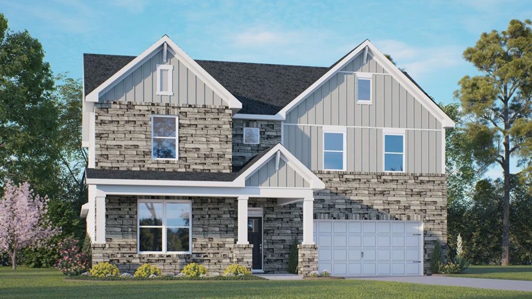 Representative exterior photo of a completed home built from the HARTWELL by D.R. Horton in Eagle Creek, Fuquay Varina, NC (Image 2).