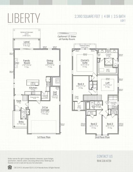 2D floor plan layout for the Liberty by Riverside Homes in Mariposa at EverRange, Jacksonville, FL (Image 5).