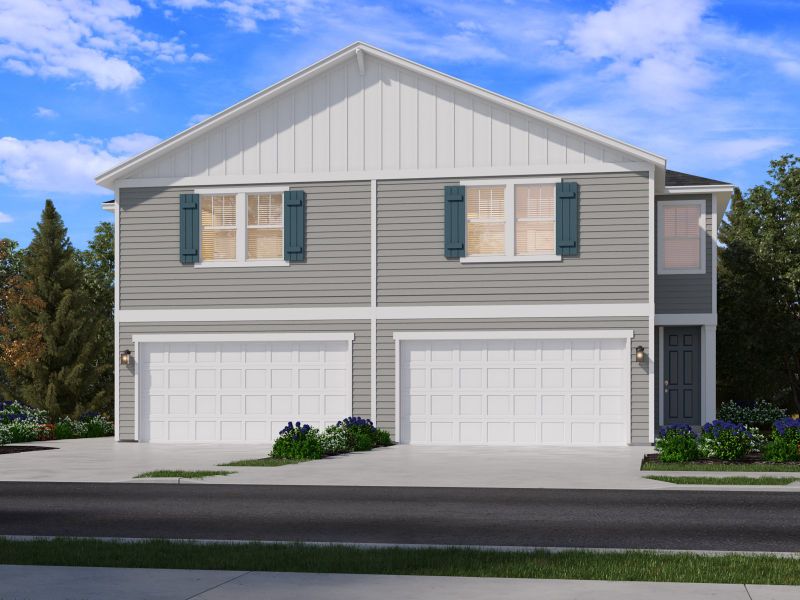 Front exterior of a new home in Cypress Meadows - The Villas, Jacksonville, FL, highlighting curb appeal (Image 10).