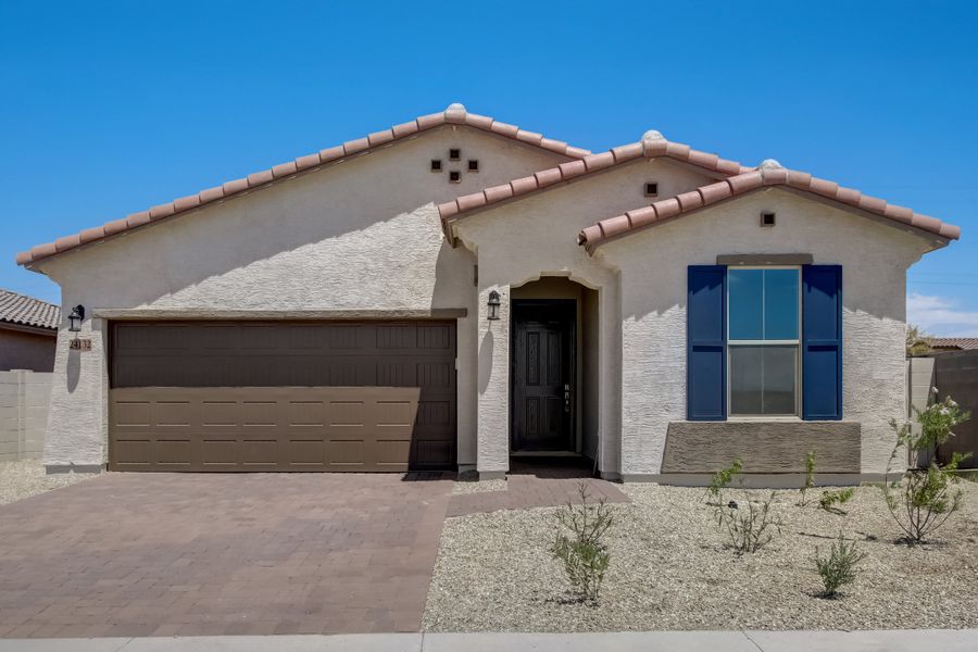 Representative exterior photo of a completed home built from the Castillo Series - Bluebell by Brightland Homes in Castillo at Anderson Parc, Buckeye, AZ (Image 26).