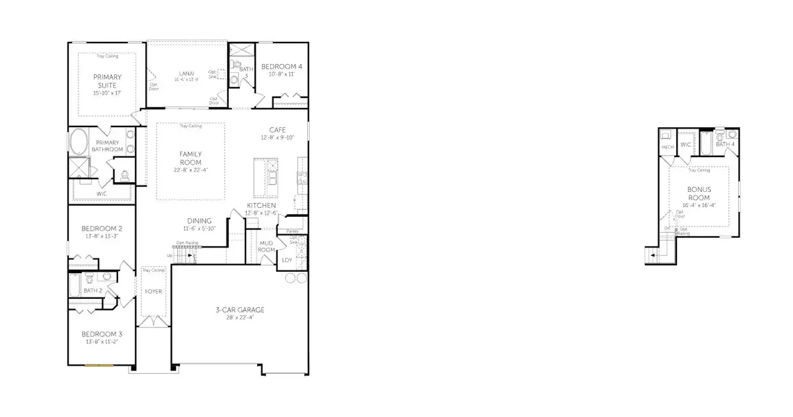 2D floor plan layout for the Avalon II - 60' Homesites by Dream Finders Homes in Seminole Trace - Single Family Homes, Palm Coast, FL (Image 3).