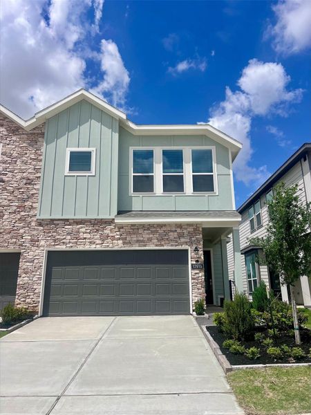 Front exterior of a new home in Bridgeland, Cypress, TX, highlighting curb appeal (Image 2).