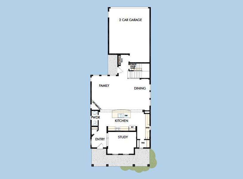 2D floor plan layout for the The Sawgrass by David Weekley Homes in Goodnight Ranch, Austin, TX (Image 3).