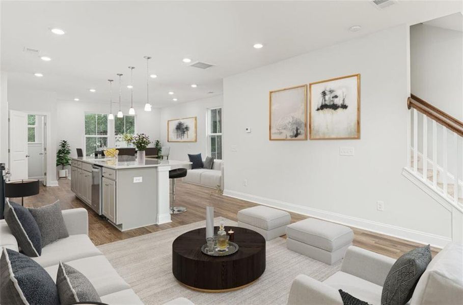 Living room featuring light hardwood / wood-style floors