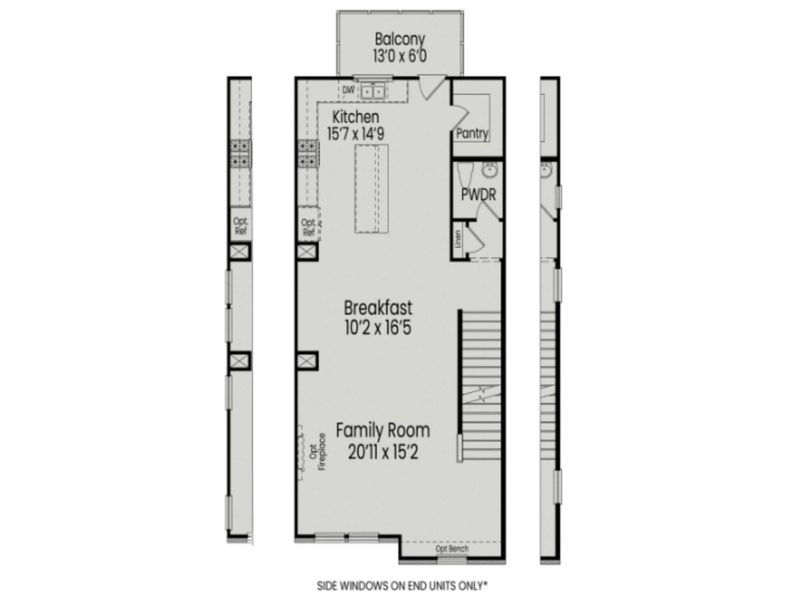 2D floor plan layout for the The Avery Exterior by Davidson Homes LLC in Forestville Yard Townhomes, Knightdale, NC (Image 2). 2D floor plan layout for the The Avery Exterior by Davidson Homes LLC in Forestville Yard Townhomes, Knightdale, NC (Image 2).