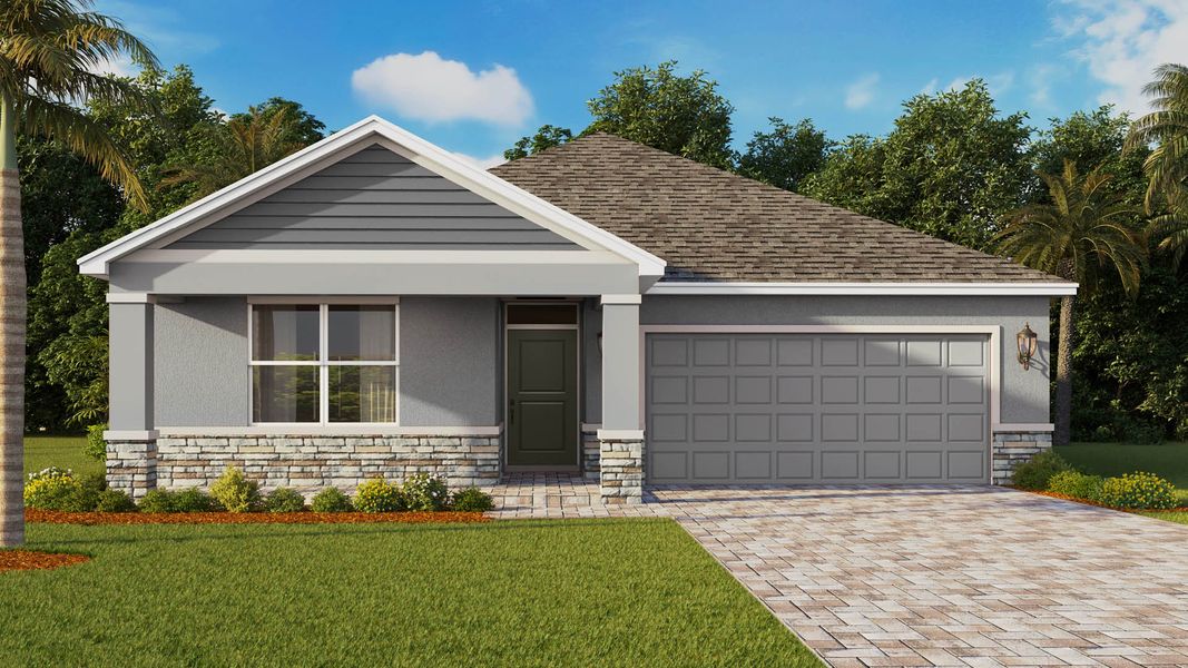 Representative exterior photo of a completed home built from the Lakeside by D.R. Horton in Creekside, Fort Pierce, FL (Image 5). Representative exterior photo of a completed home built from the Lakeside by D.R. Horton in Creekside, Fort Pierce, FL (Image 5).