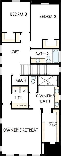 2D floor plan layout of this home in Revel Crossing at Wolf Ranch – The Ascent Collection, Colorado Springs, CO (Image 3).