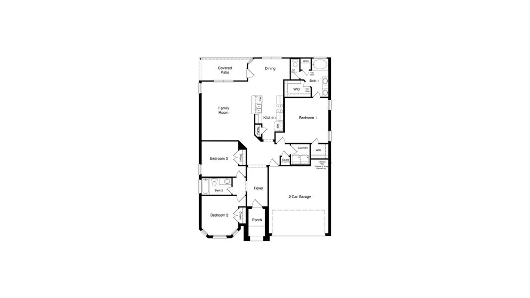 2D floor plan layout for the Carolina by D.R. Horton in Homestead at Parks Bell Ranch, Odessa, TX (Image 3). 2D floor plan layout for the Carolina by D.R. Horton in Homestead at Parks Bell Ranch, Odessa, TX (Image 3).